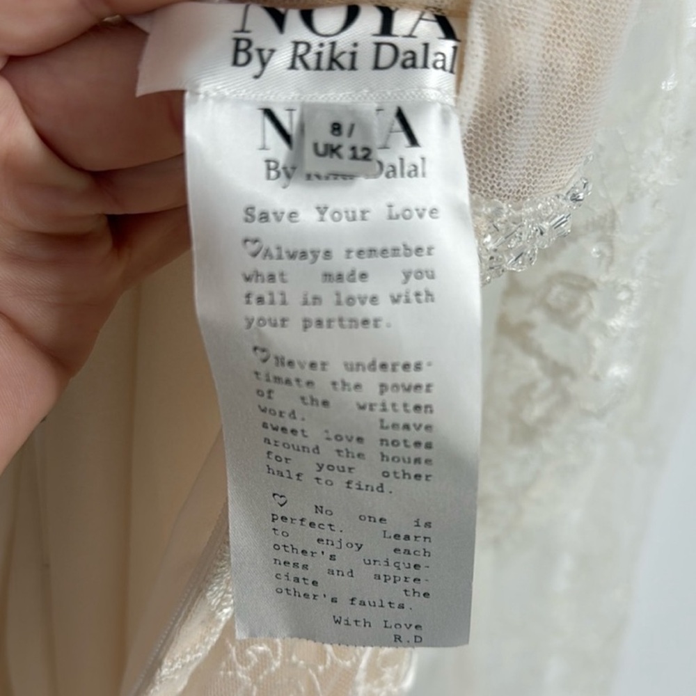 BHLDN Riki Dalal Joan Illusion V-Neck Long Sleeve Lace Wedding Gown size 8 NWT - Picture 11 of 16